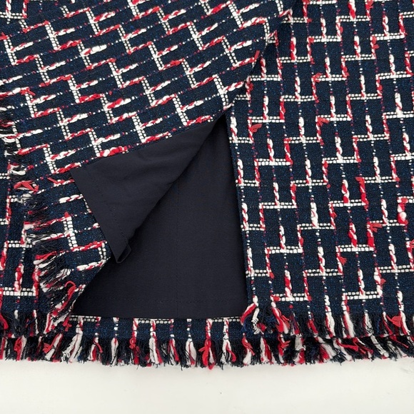 Talbots Womens Boucle Wrap Skirt Knee Length Navy Red White Size 16 New - Picture 7 of 14